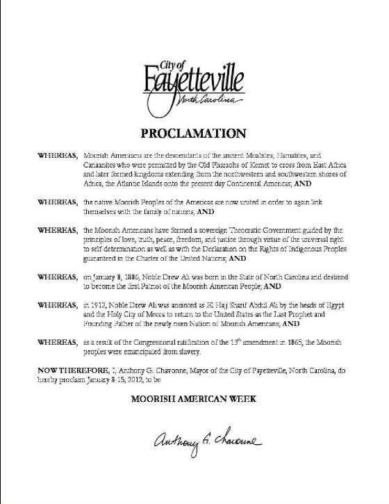 Full Faith and Credit: Moorish American Week - Fayetteville North Carolina